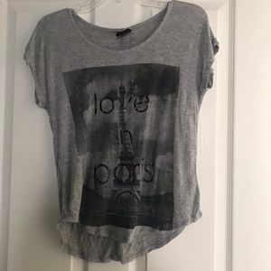 Bobeau Love in Paris Gray Graphic Tee Sz XSP